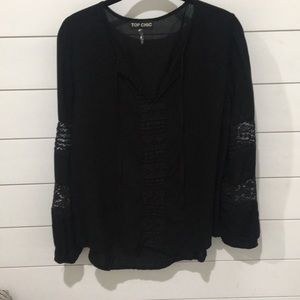 Casual black top with lace detail